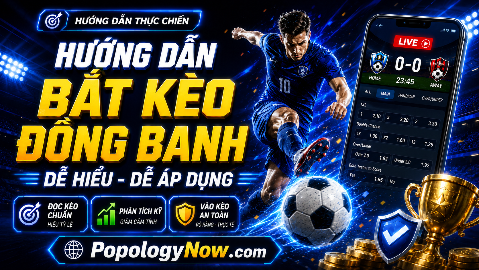 Hướng dẫn bắt kèo đồng banh với chiến thuật thực tế cho người mới